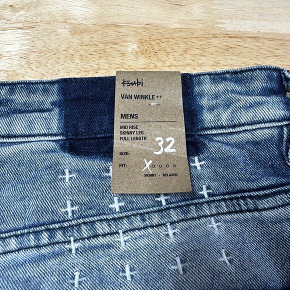 Ksubi NWT Van Winkle Skinny Jeans In Trashed Dreams Blue Size 32x32 Distressed - Picture 4 of 12